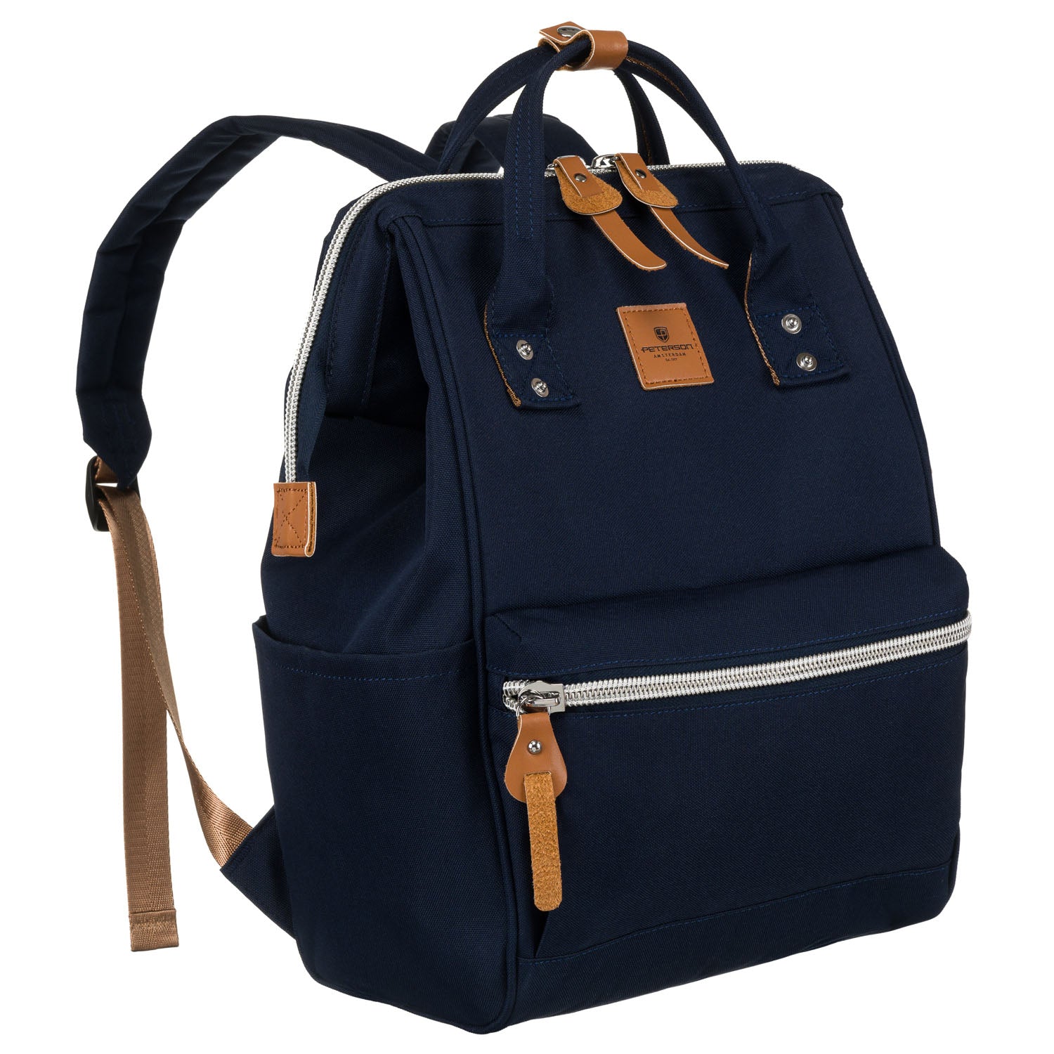 Moteriška kuprinė su USB, mėlyna, poliesteris