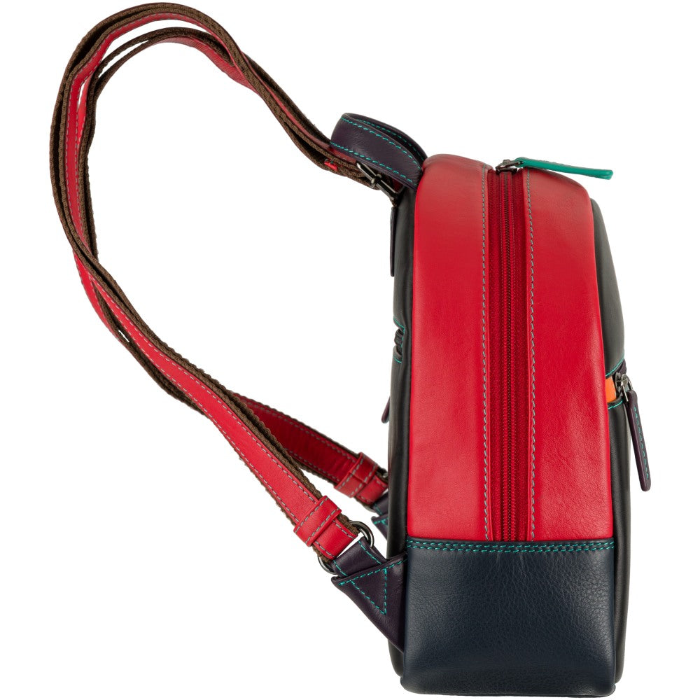 Moteriška odinė kuprinė, Visconti S-46, juoda-raudona