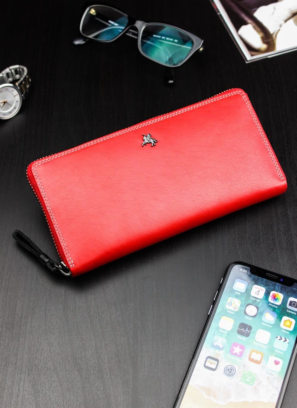 Moteriška odinė piniginė Visconti SP79, raudona D1818