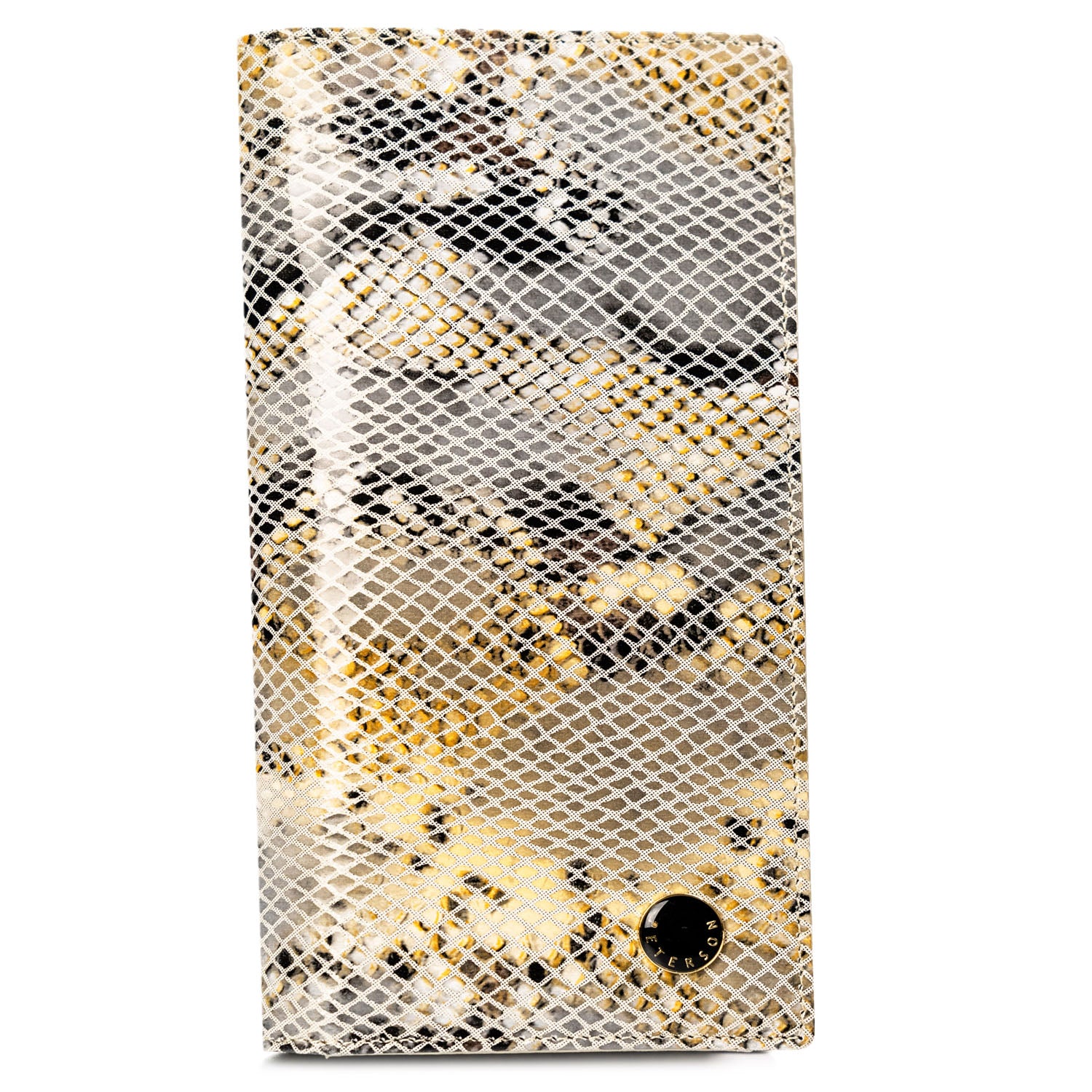 Moteriška piniginė, smėlio, su magnetu, gyvatės odos imitacija D1639