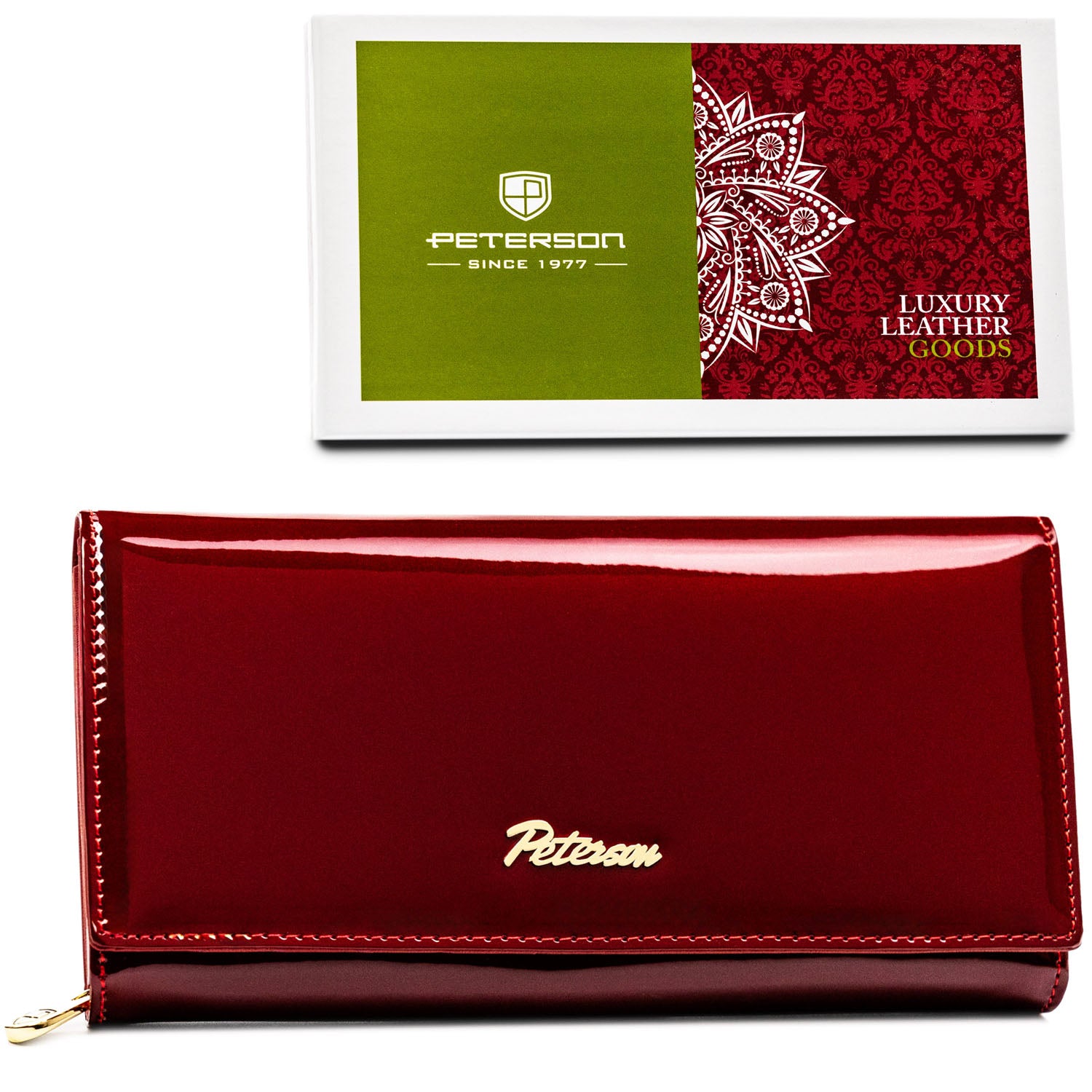 Moteriška piniginė, raudona, natūrali oda, RFID sistema D1629