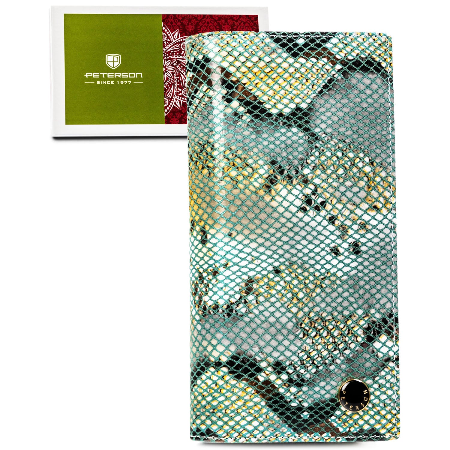 Moteriška piniginė, vertikali, su magnetu, gyvatės odos imitacija D1623