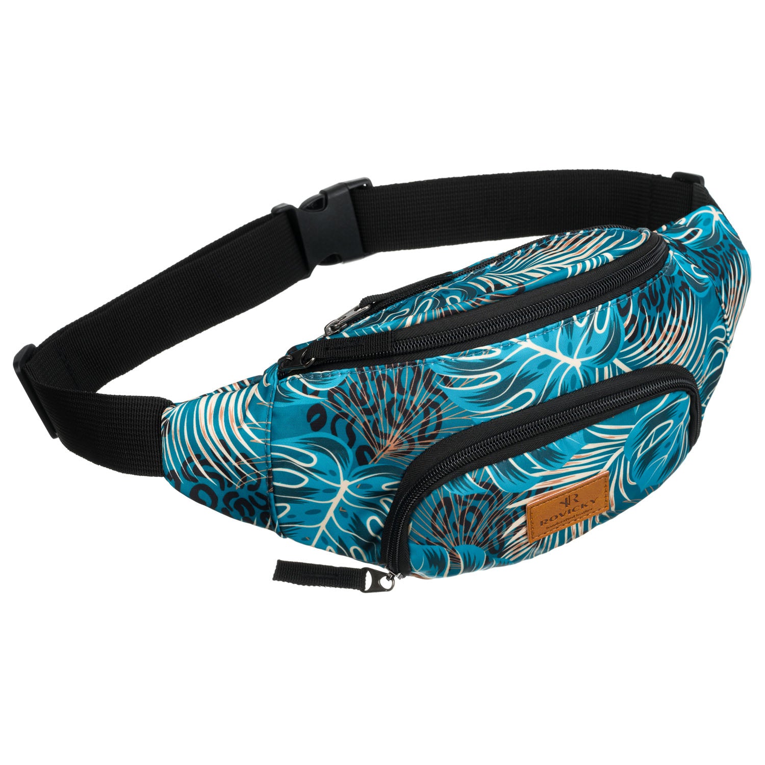 Moteriška poliesterio rankinė, su užtrauktuku, augalų raštas R534