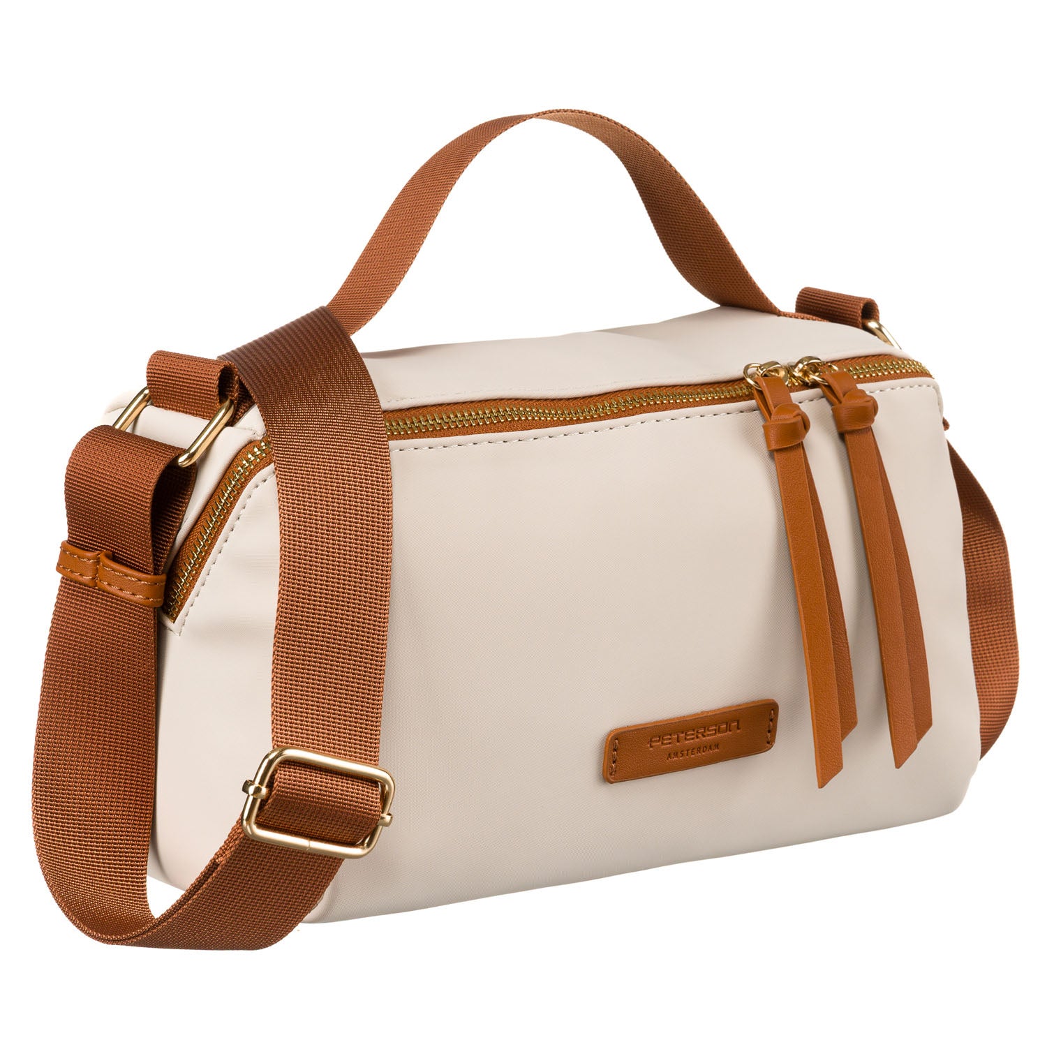 Moteriška rankinė, ruda, nailonas ir dirbtinė oda R478