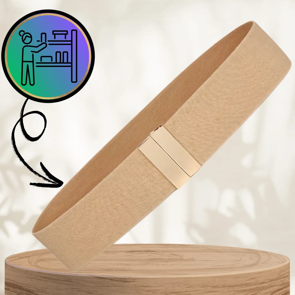 Moteriškas elastingas diržas suknelei, smėlio spalvos