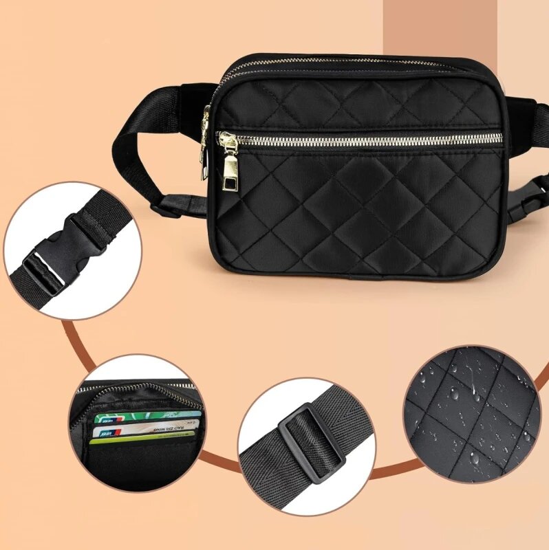 Moteriškas juosmens krepšys D1, juodas