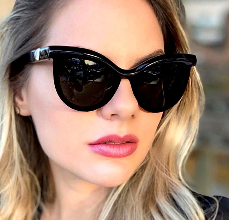 Moteriški akiniai nuo saulės cat-eye O091, juodi