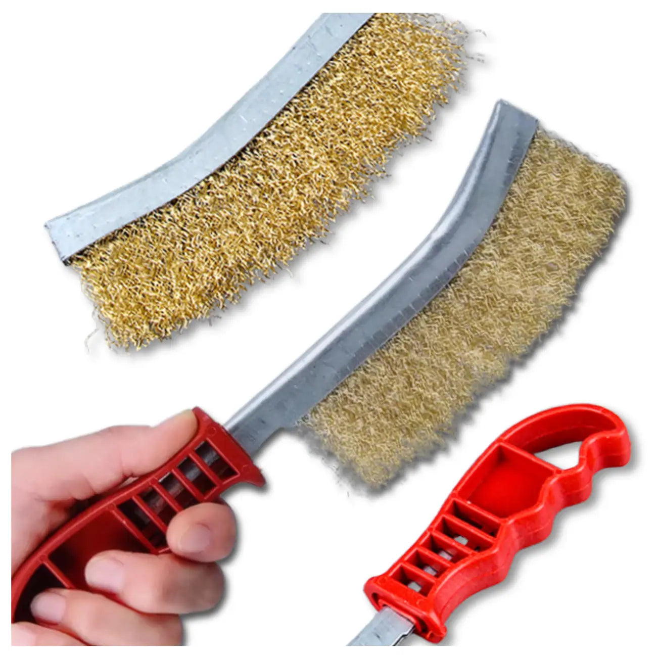 Nerūdijančio plieno vielinis šepetys su rankena