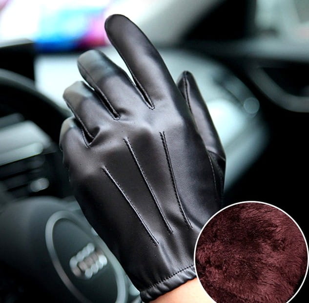 Odinės vyriškos pirštinės L53, juodos