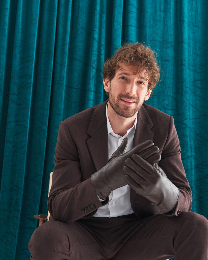 Odinės vyriškos pirštinės M01, rudos