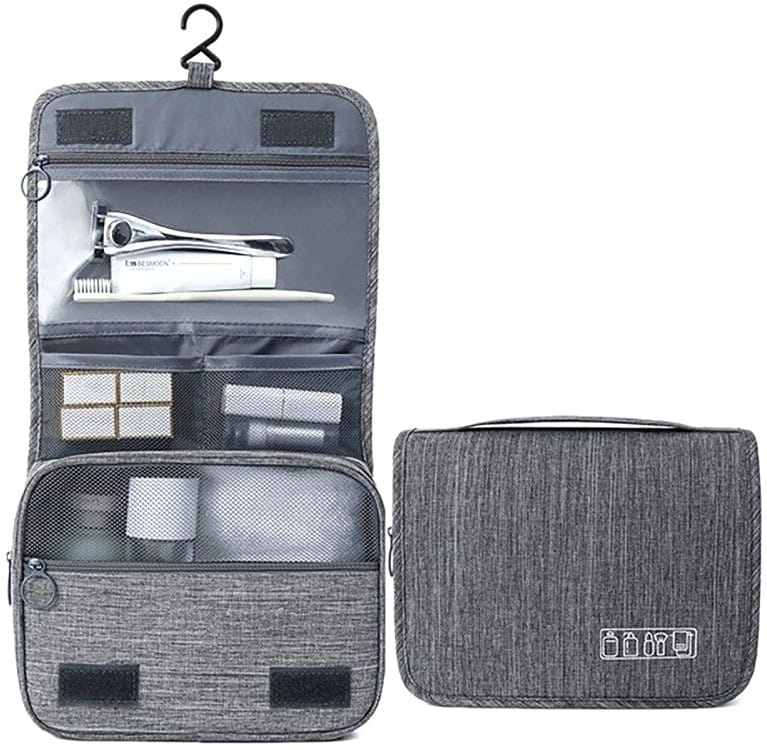 Pakabinamas kelioninis kosmetikos krepšys E1, pilka