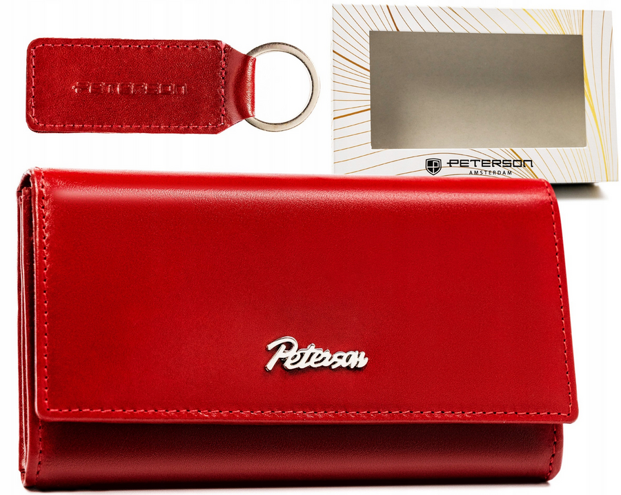 Piniginės ir raktų pakabuko dovanų rinkinys P6, raudonas