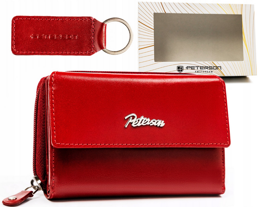 Piniginės ir raktų pakabuko dovanų rinkinys P8, raudonas