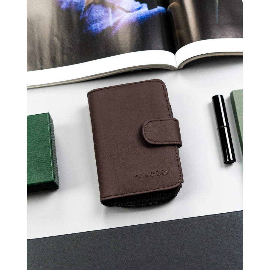 Moteriška ruda ekologiškos odos piniginė 4U Cavaldi su spaude ir užtrauktuku TL2