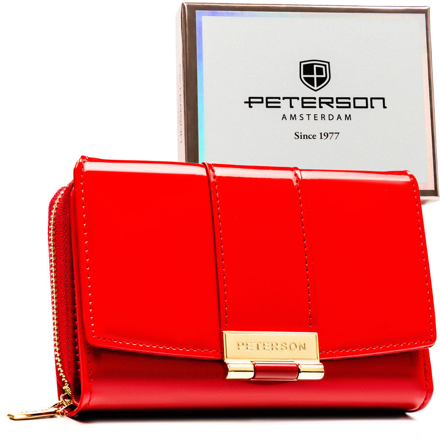 Moteriška horizontali „Peterson“ piniginė iš lakuotos ekologiškos odos, raudona ST47