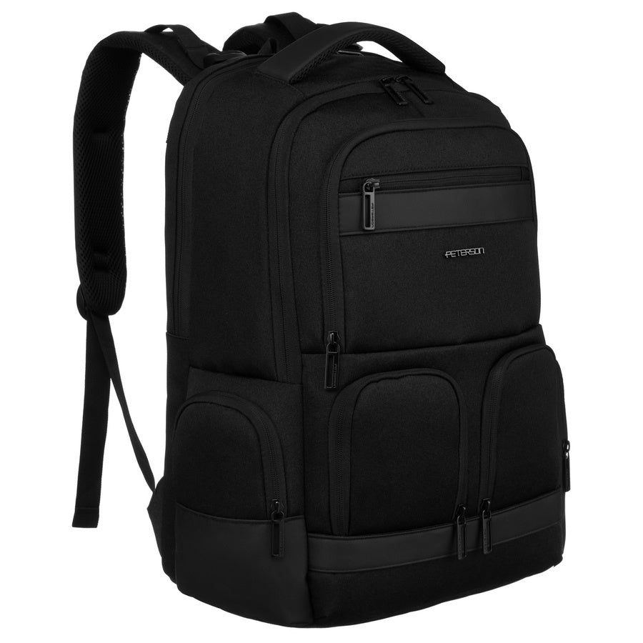 Didelė juoda tekstilinė kelioninė kuprinė vyrams „Peterson“ nešiojamajam kompiuteriui K43