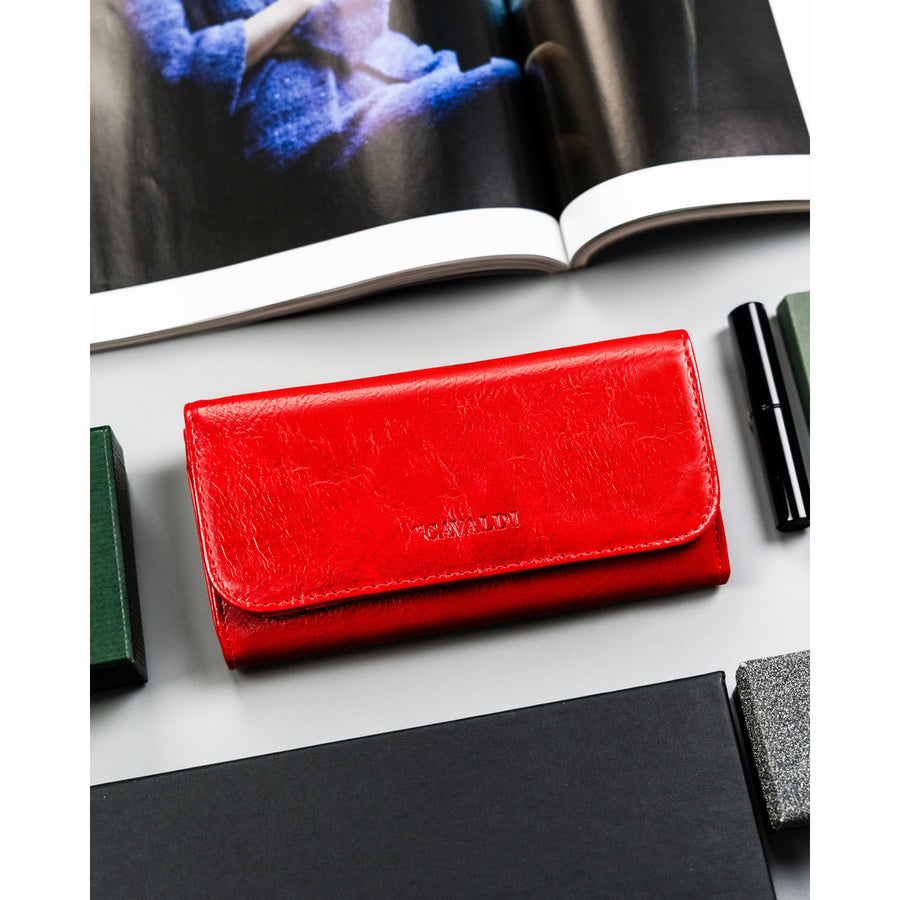 Didelė raudona moteriška ekologiškos odos piniginė su spaude „4U Cavaldi“