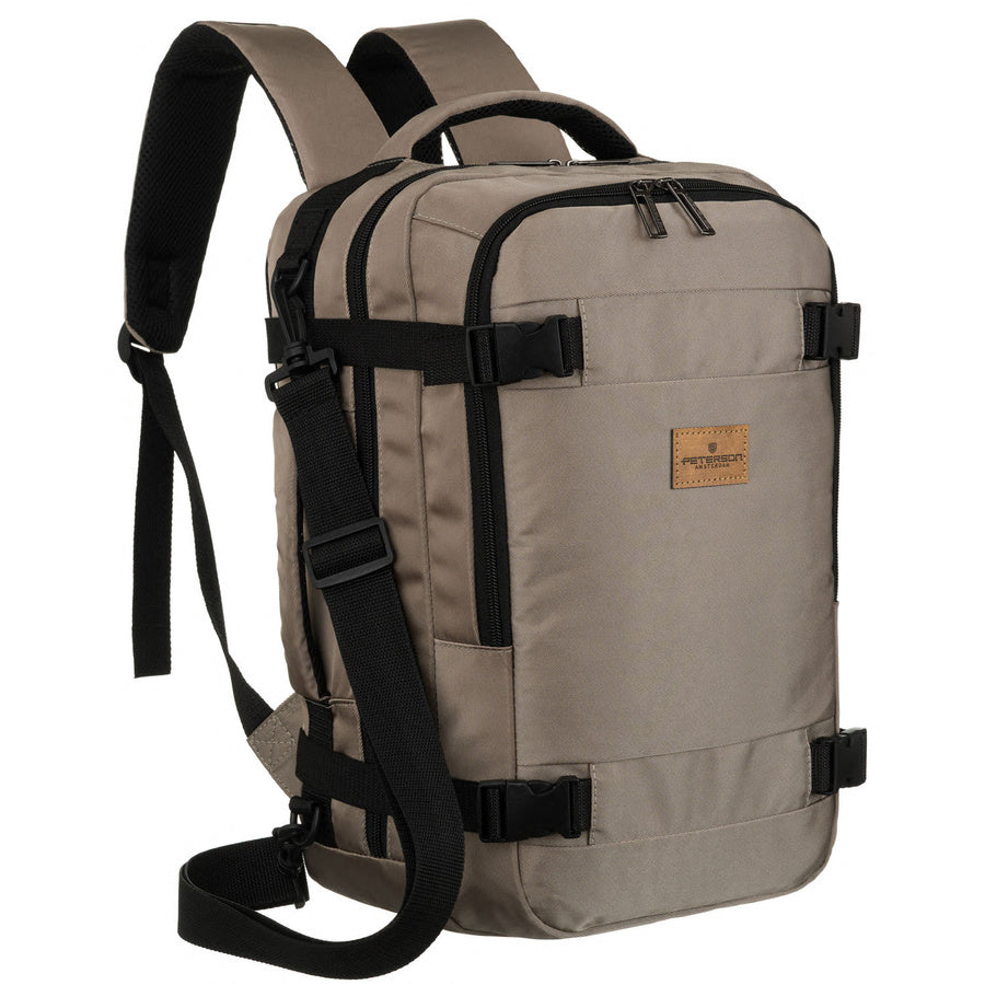 Pilka tekstilinė dviejų skyrių kelioninė kuprinė „Peterson“ su kvėpuojančiomis petnešomis K55