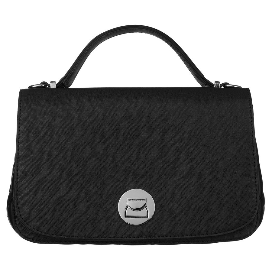 Elegantiška moteriška „David Jones“ juoda crossbody rankinė su dygsniuotais šonais D42