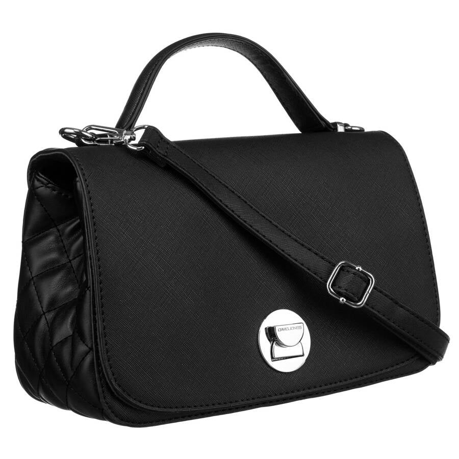 Elegantiška moteriška „David Jones“ juoda crossbody rankinė su dygsniuotais šonais D42