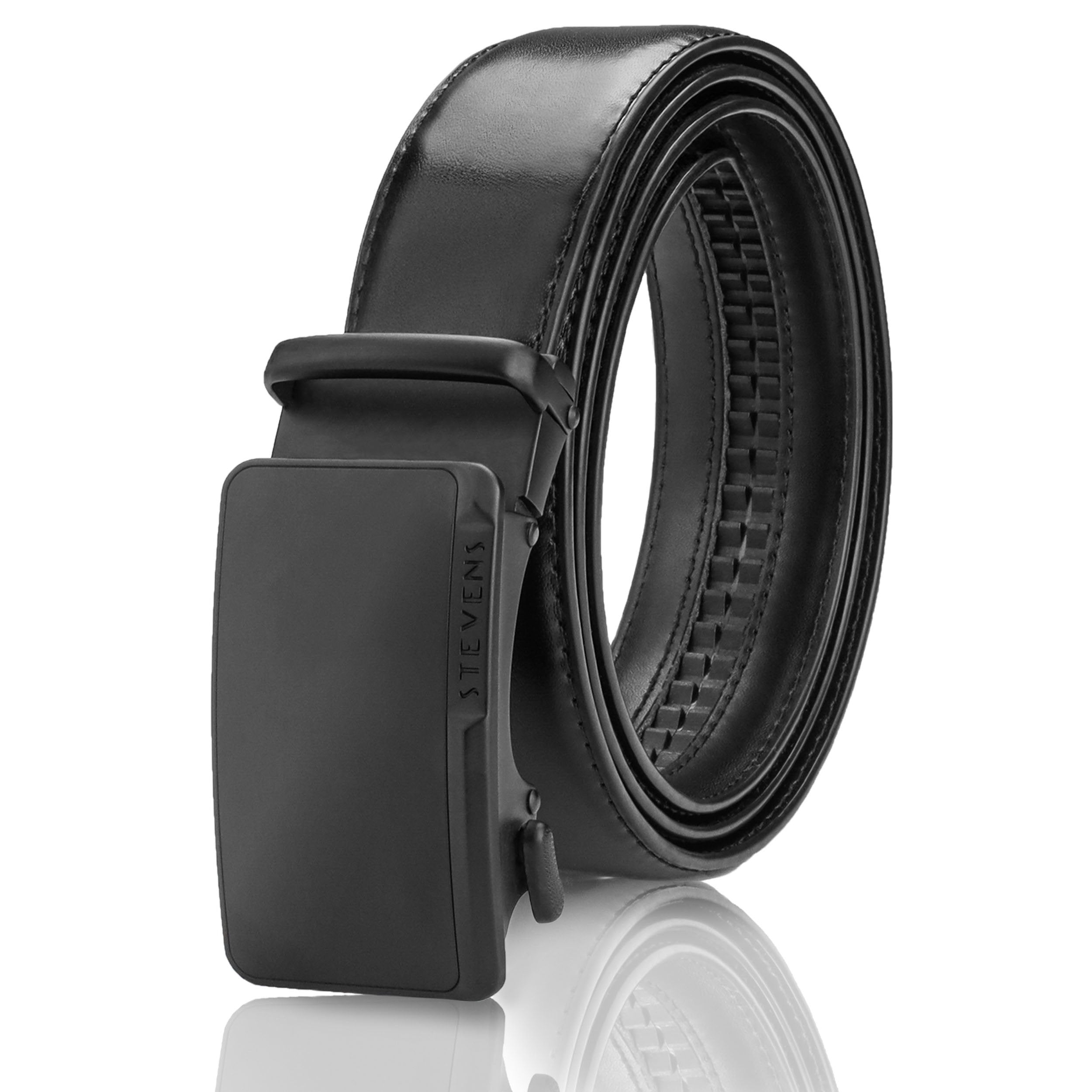 Vyriškas diržas Stevens, natūrali oda, juodas, automatinė sagtis 2503