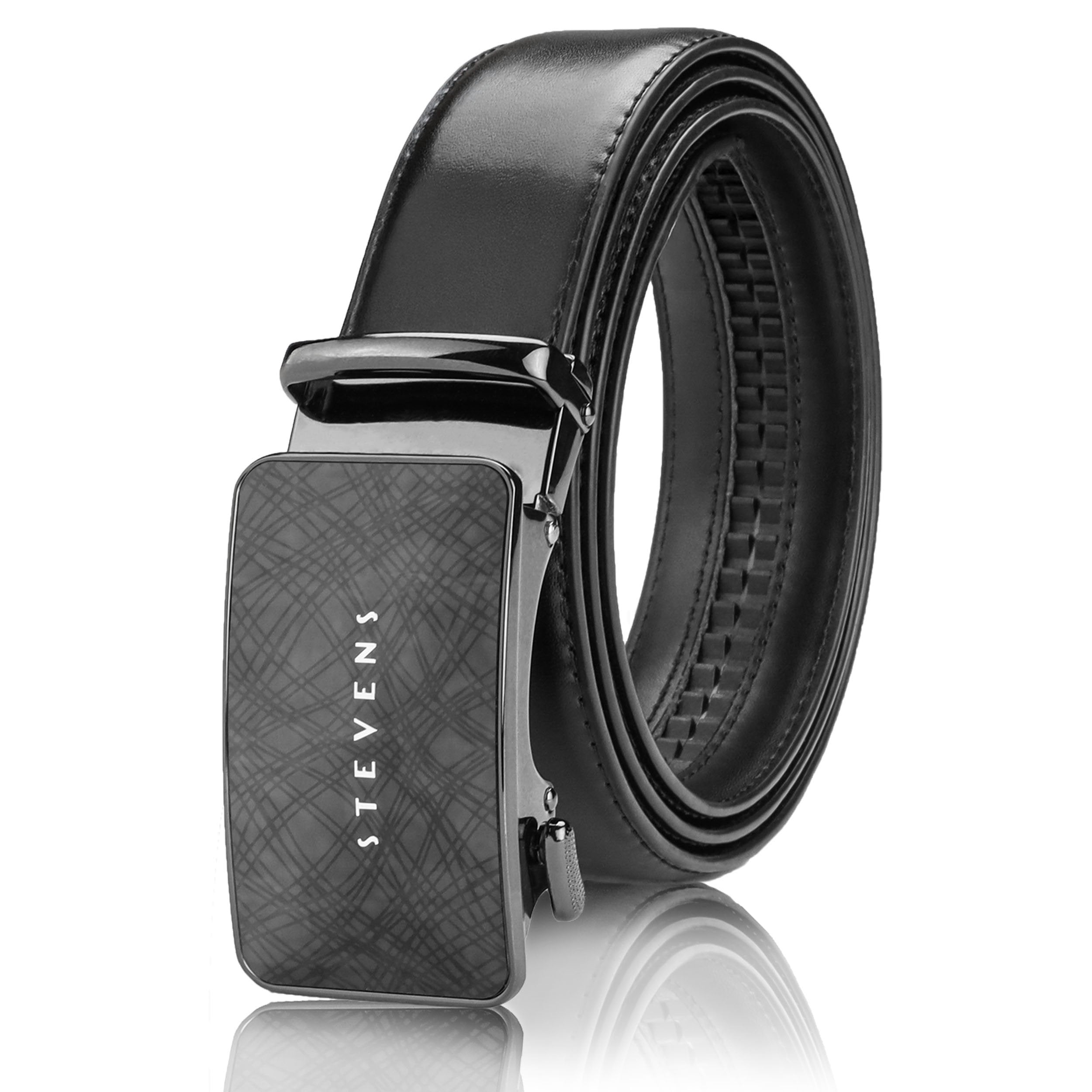Vyriškas diržas Stevens, juodas, natūrali oda, automatinė sagtis 2506