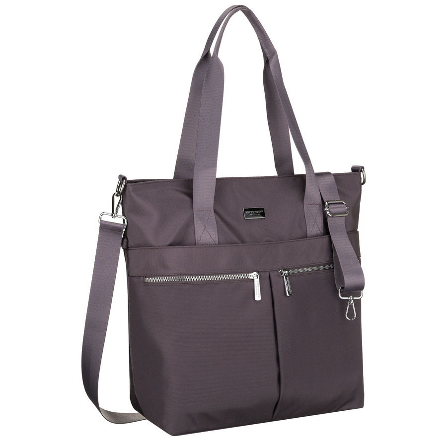 Moteriška vieno skyriaus „Peterson“ shopper rankinė iš poliesterio, pilka, su nuimamu reguliuojamu dirželiu P39