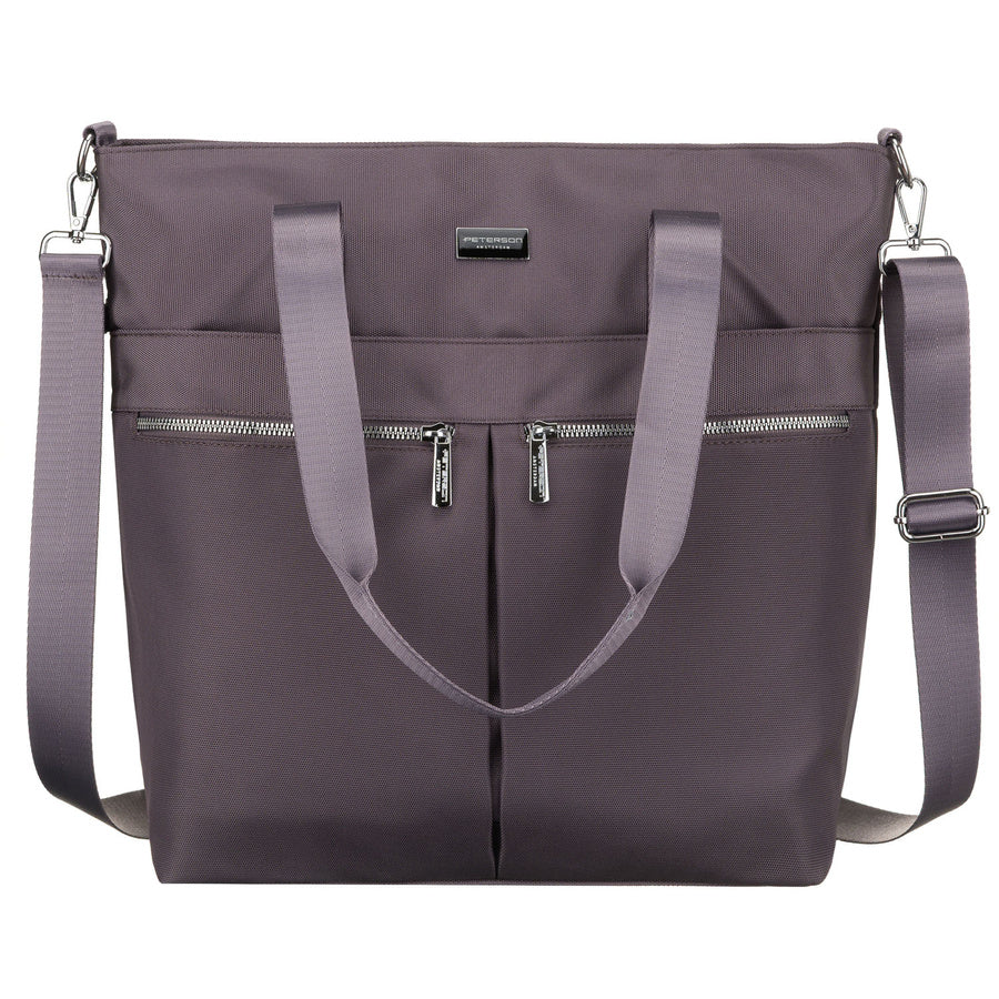 Moteriška vieno skyriaus „Peterson“ shopper rankinė iš poliesterio, pilka, su nuimamu reguliuojamu dirželiu P39