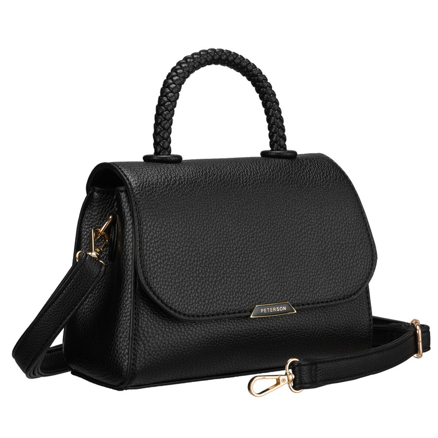 Maža moteriška „Peterson“ crossbody rankinė iš ekologiškos odos, juoda D45