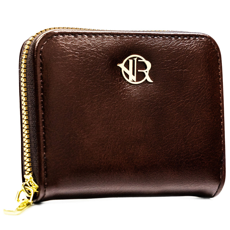 Maža moteriška „Rovicky“ piniginė su užtrauktuku, ruda, iš ekologiškos odos ST106