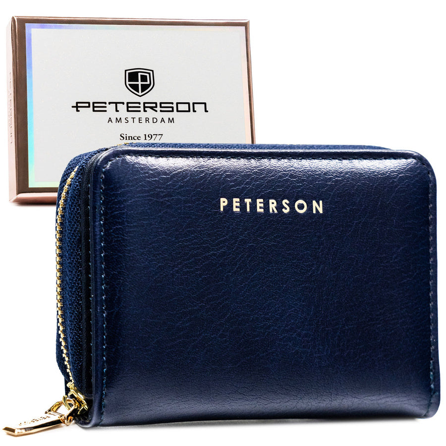 Maža moteriška tamsiai mėlyna „Peterson“ ekologiškos odos piniginė su RFID apsauga ST27