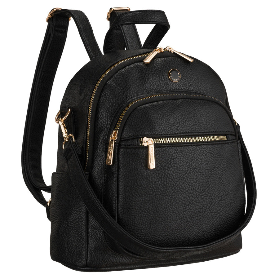 Peterson moteriška maža miesto kuprinė–rankinė 2in1 per petį, juoda, iš ekologiškos odos D92