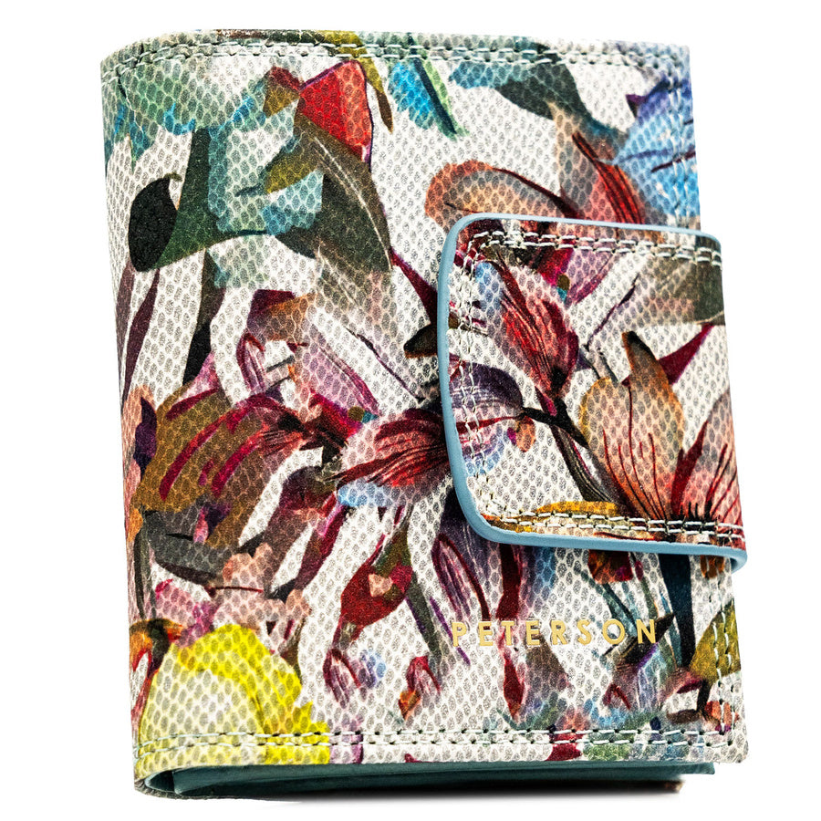 Maža patogi moteriška natūralios odos piniginė su gėlių raštu, Peterson, spalvota ST86