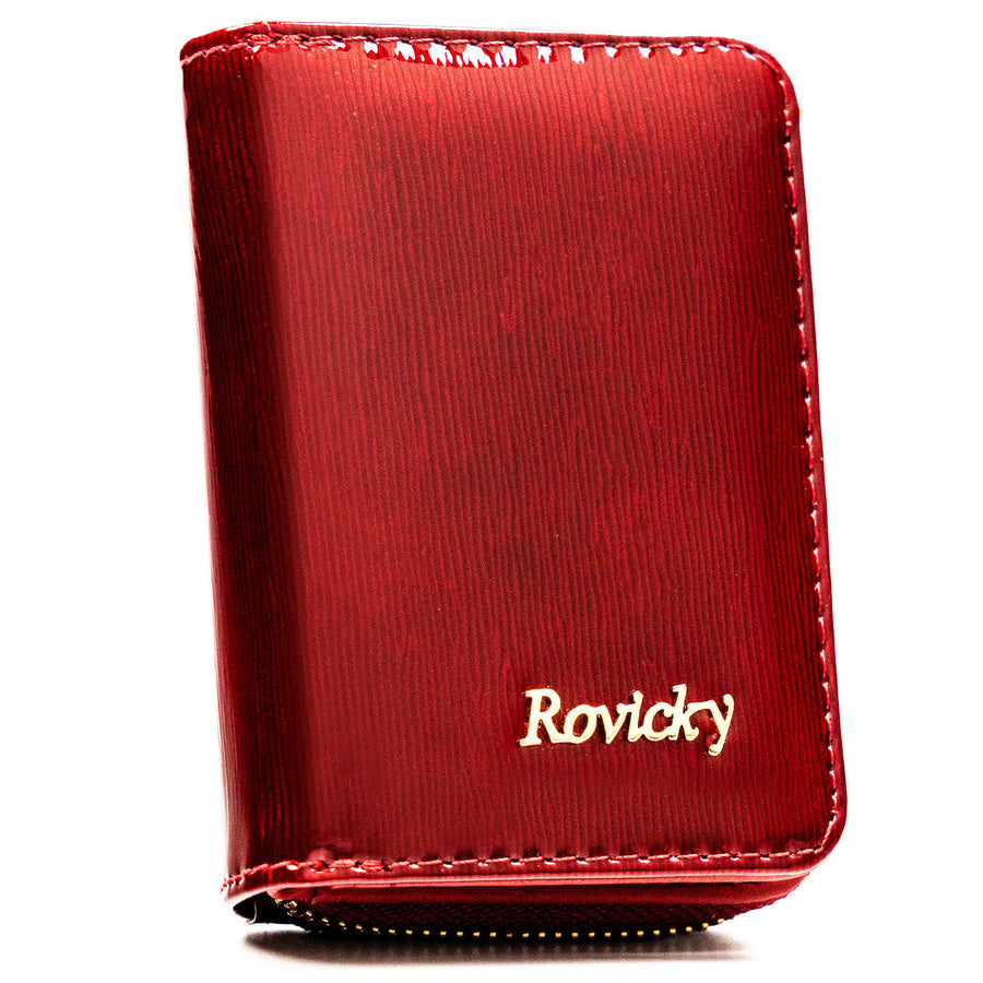 Maža moteriška natūralios odos piniginė su RFID apsauga, raudona – Rovicky ST79