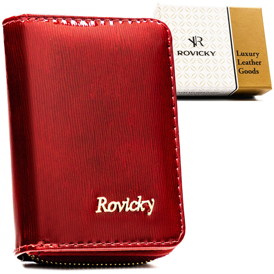 Maža moteriška natūralios odos piniginė su RFID apsauga, raudona – Rovicky ST79