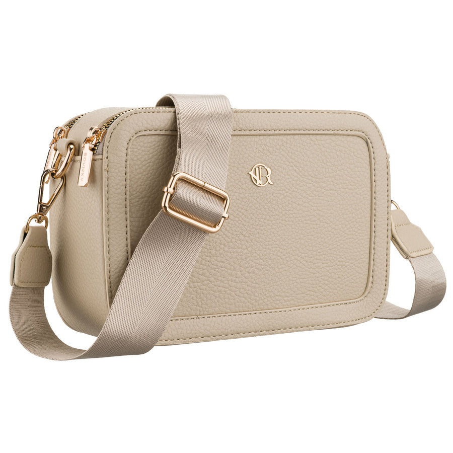 Moteriška miesto rankinė per petį „Rovicky“, smėlio spalvos, iš ekologiškos odos P43