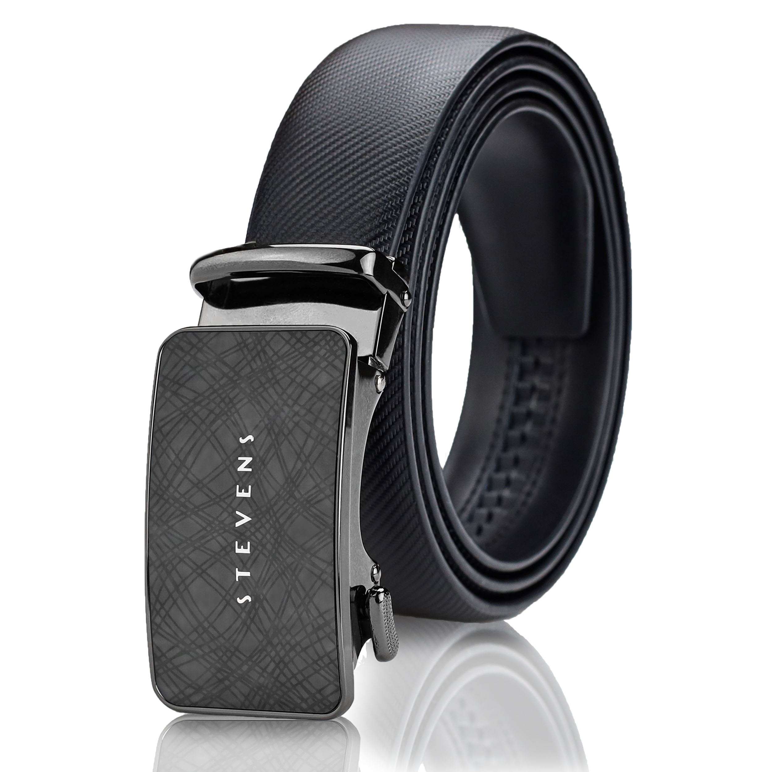 Vyriškas odinis diržas Stevens, juodas, automatinė sagtis 2506