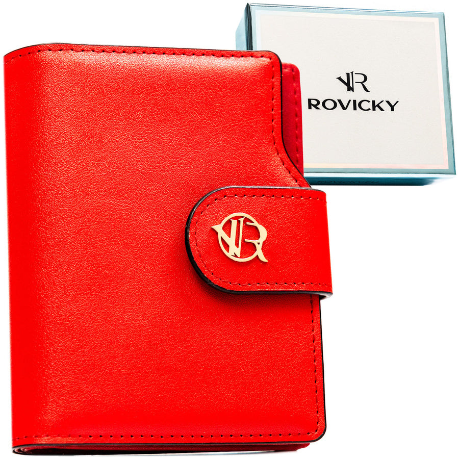 Moteriška vertikali piniginė „Rovicky“ iš ekologiškos odos, raudona, su spaude ir užtrauktuku ST67