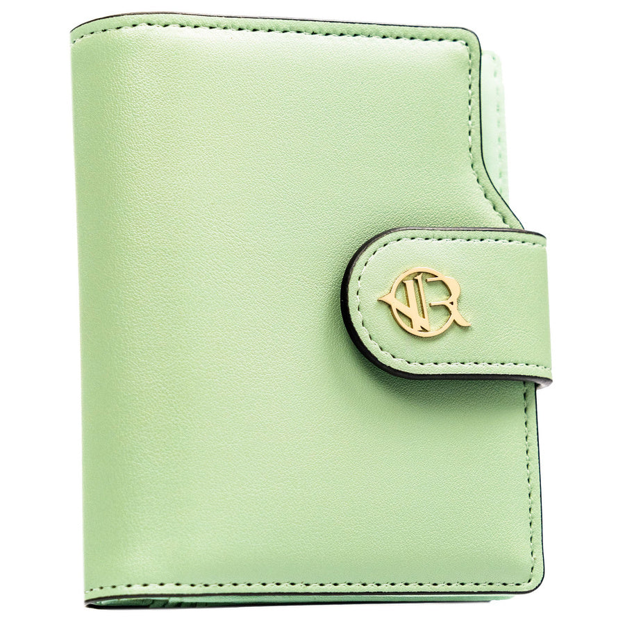 Moteriška vertikali piniginė „Rovicky“ iš ekologiškos odos, žalia, su spaude ir užtrauktuku ST66