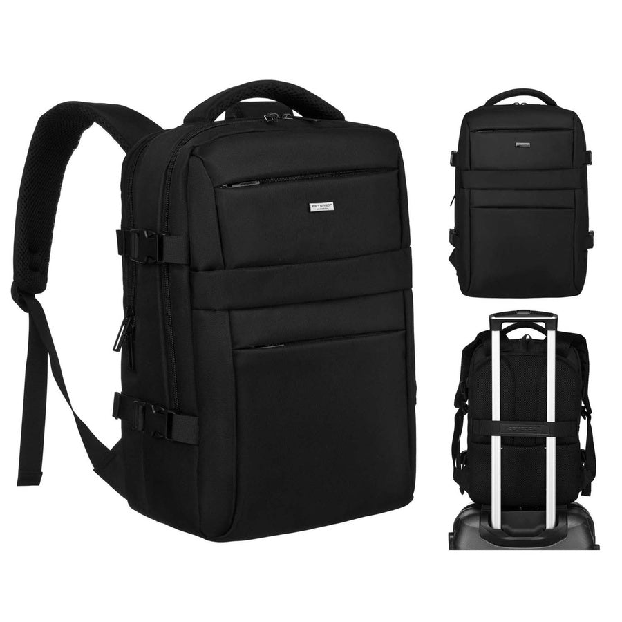 Juoda tekstilinė kelioninė kuprinė „Peterson“ su reguliuojamomis petnešomis K50