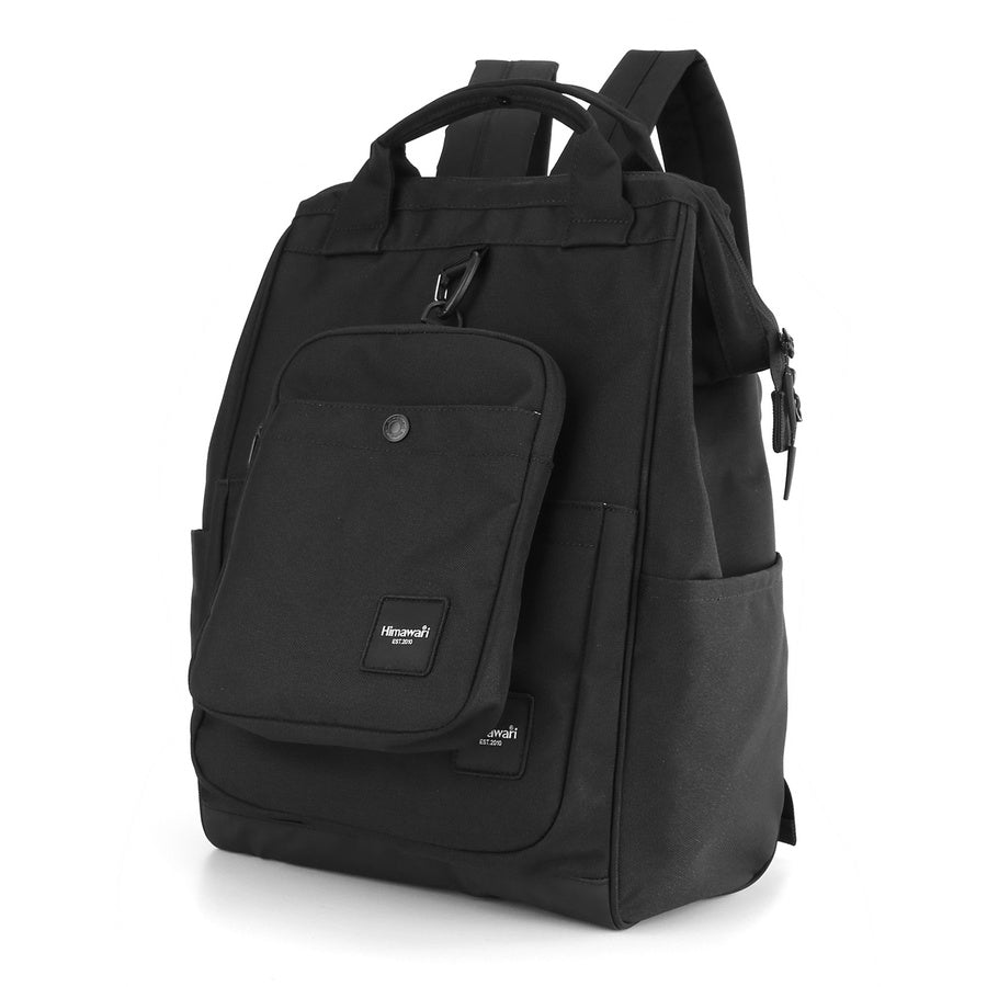 Juoda poliesterinė vandeniui atspari kelioninė kuprinė „Himawari“ su dėklu K37