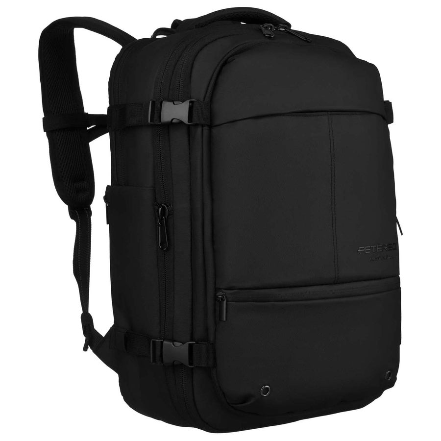 Talpi juoda tekstilinė vyriška kelioninė kuprinė „Peterson“ su vakuuminiu skyriumi ir nešiojamojo kompiuterio skyriumi K51