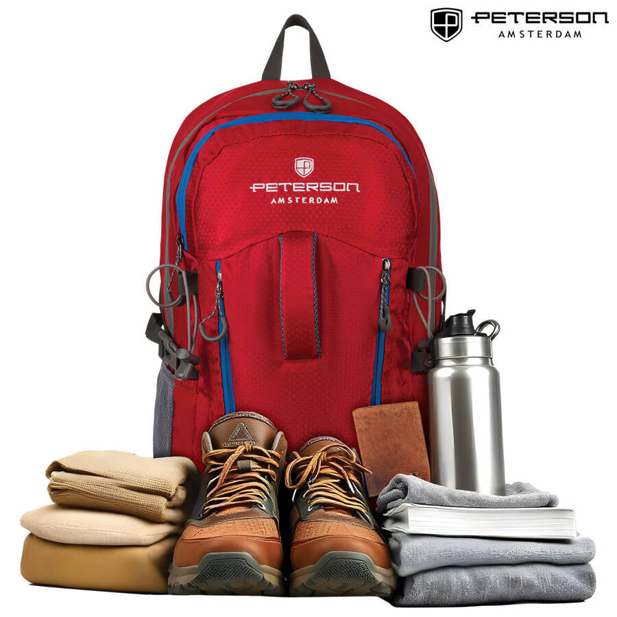 Talpi poliesterinė turistinė kuprinė „Peterson Outdoors“ su ventiliacijos sistema, raudona K12