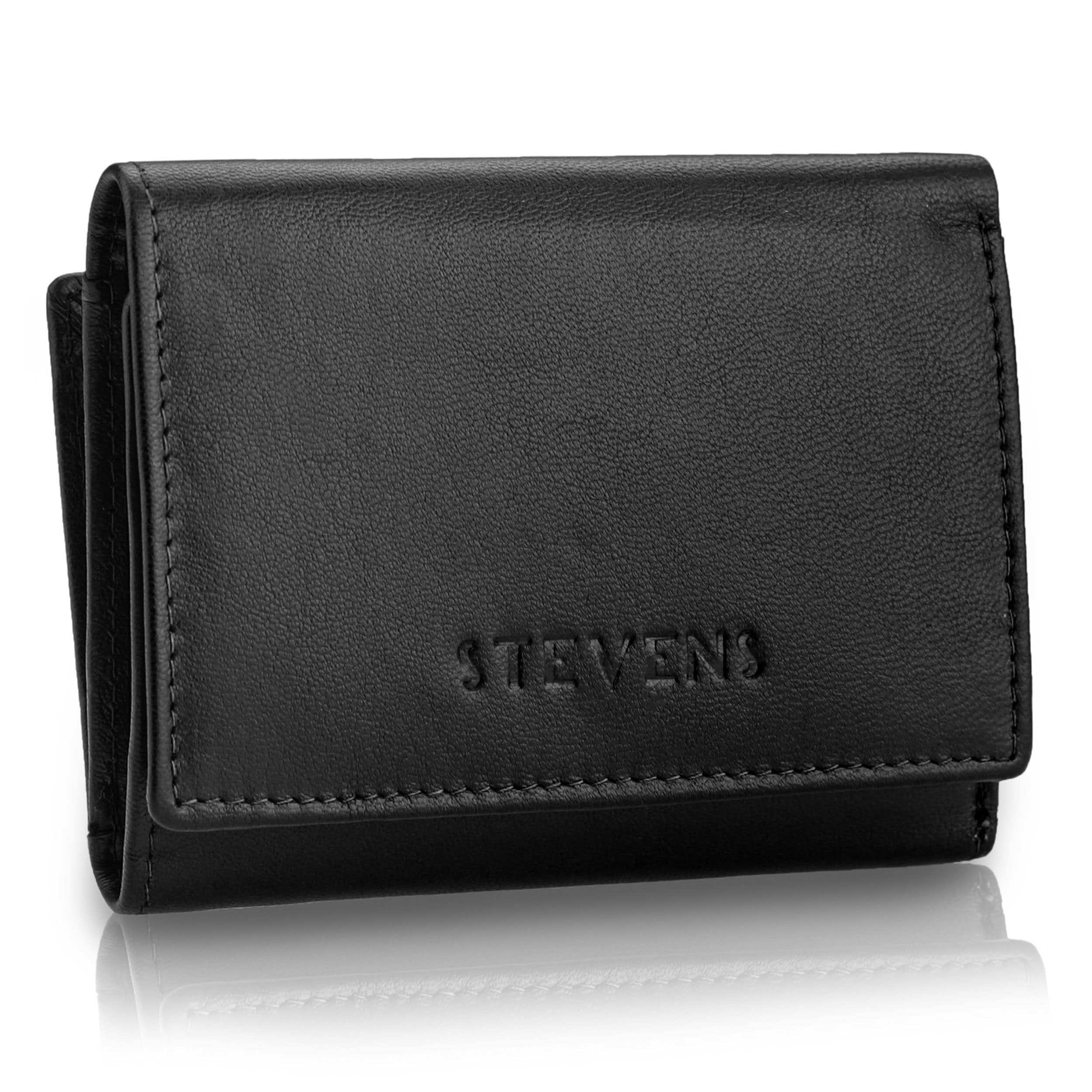 Moteriška odinė piniginė STEVENS, juoda, su RFID apsauga Z01-D02