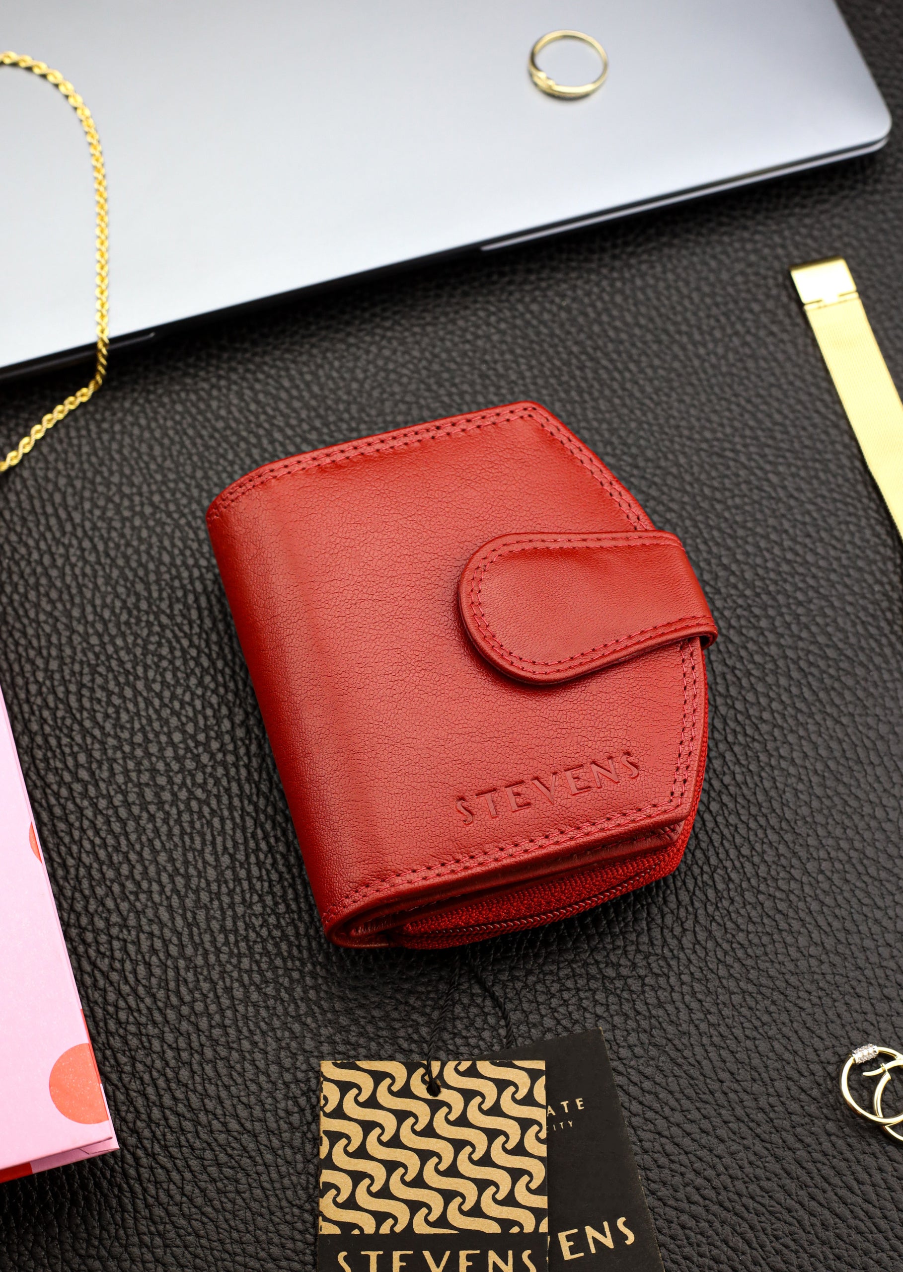 Piniginė moterims Stevens, raudona, su RFID apsauga