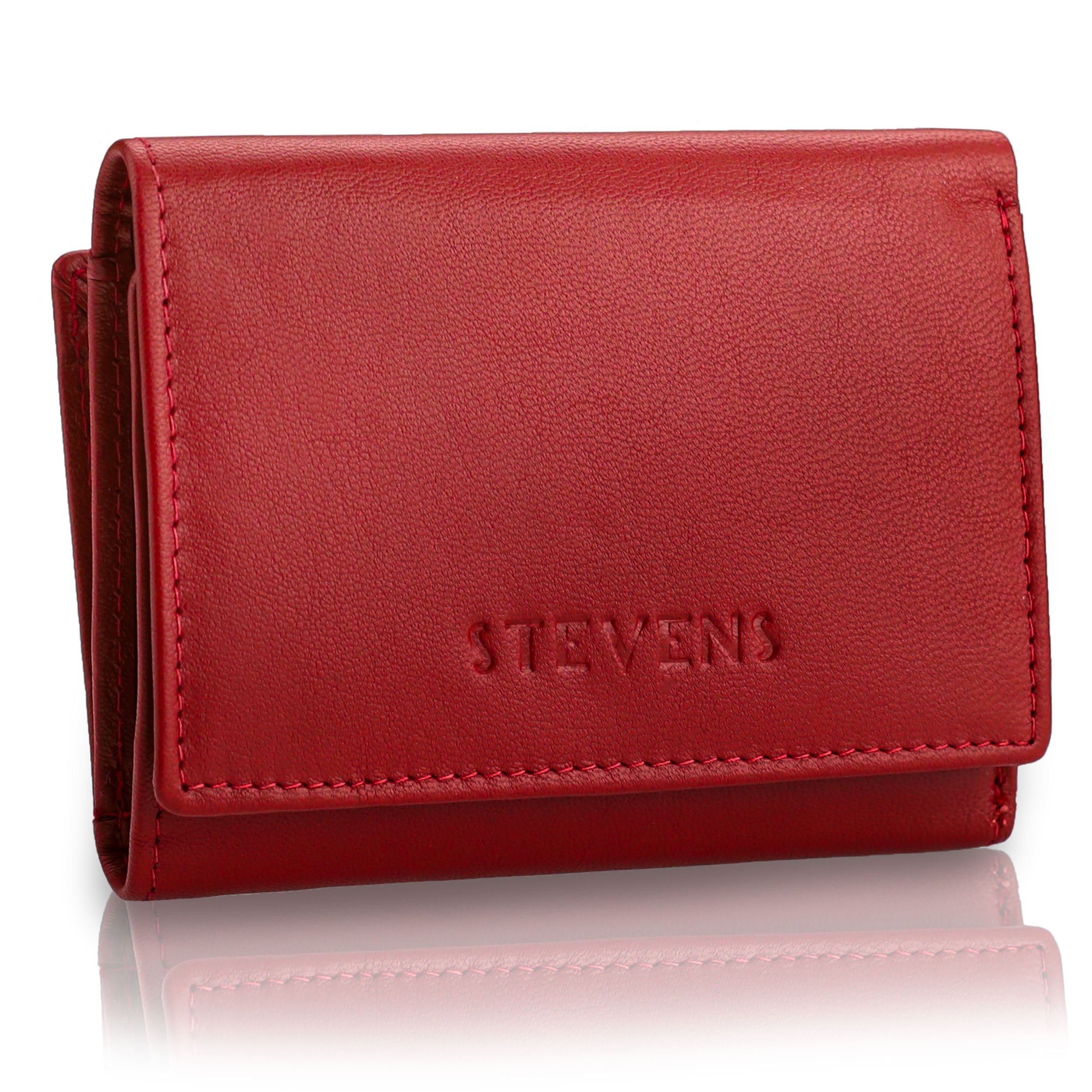 Moteriška odinė piniginė Stevens, raudona, su RFID apsauga Z01-D02