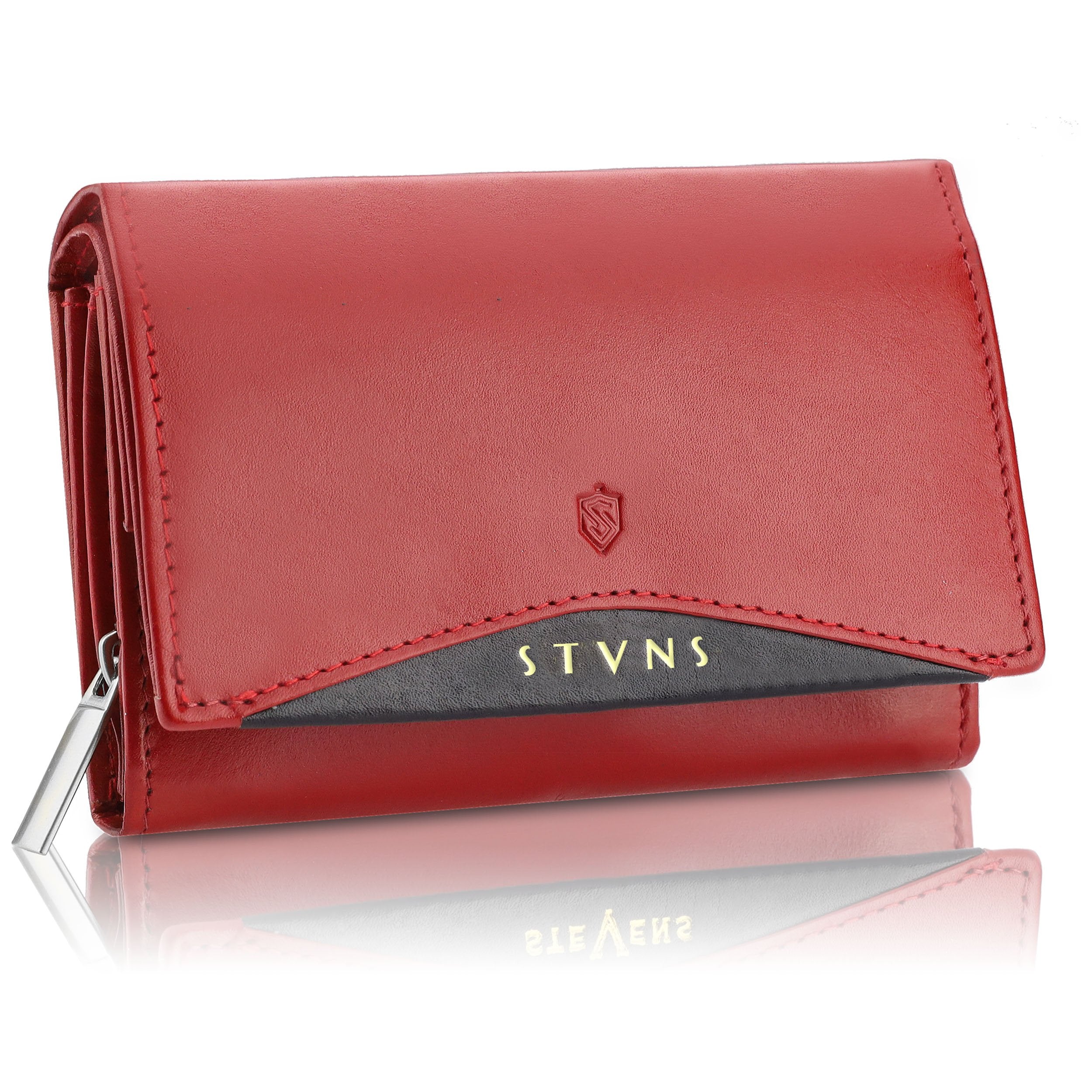 Moteriška odinė piniginė STEVENS su RFID Z02 / RB raudonos spalvos D1876