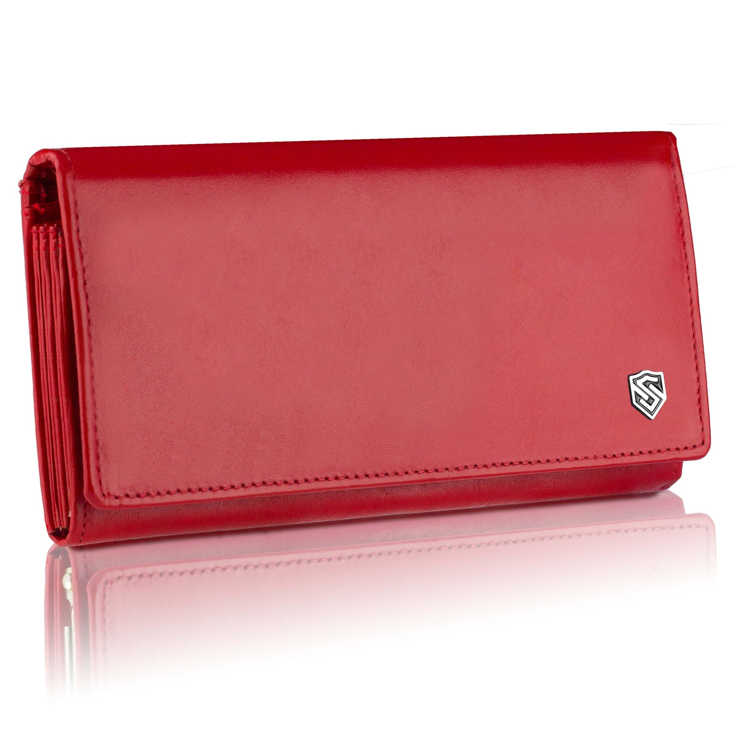Moteriška odinė piniginė STEVENS Z03-063M raudonos spalvos su RFID apsauga D1883