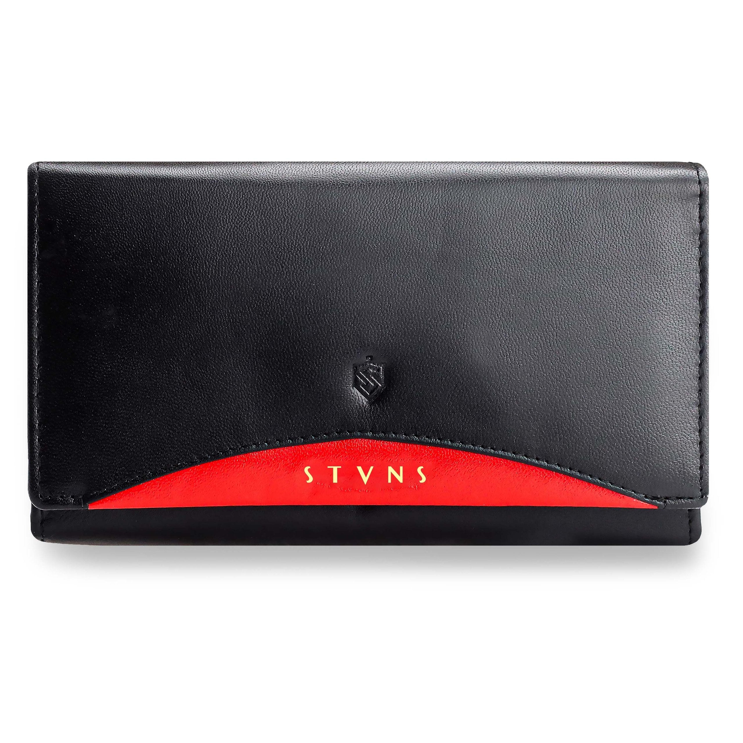 Moteriška odinė piniginė Stevens, juoda, RFID 210-R