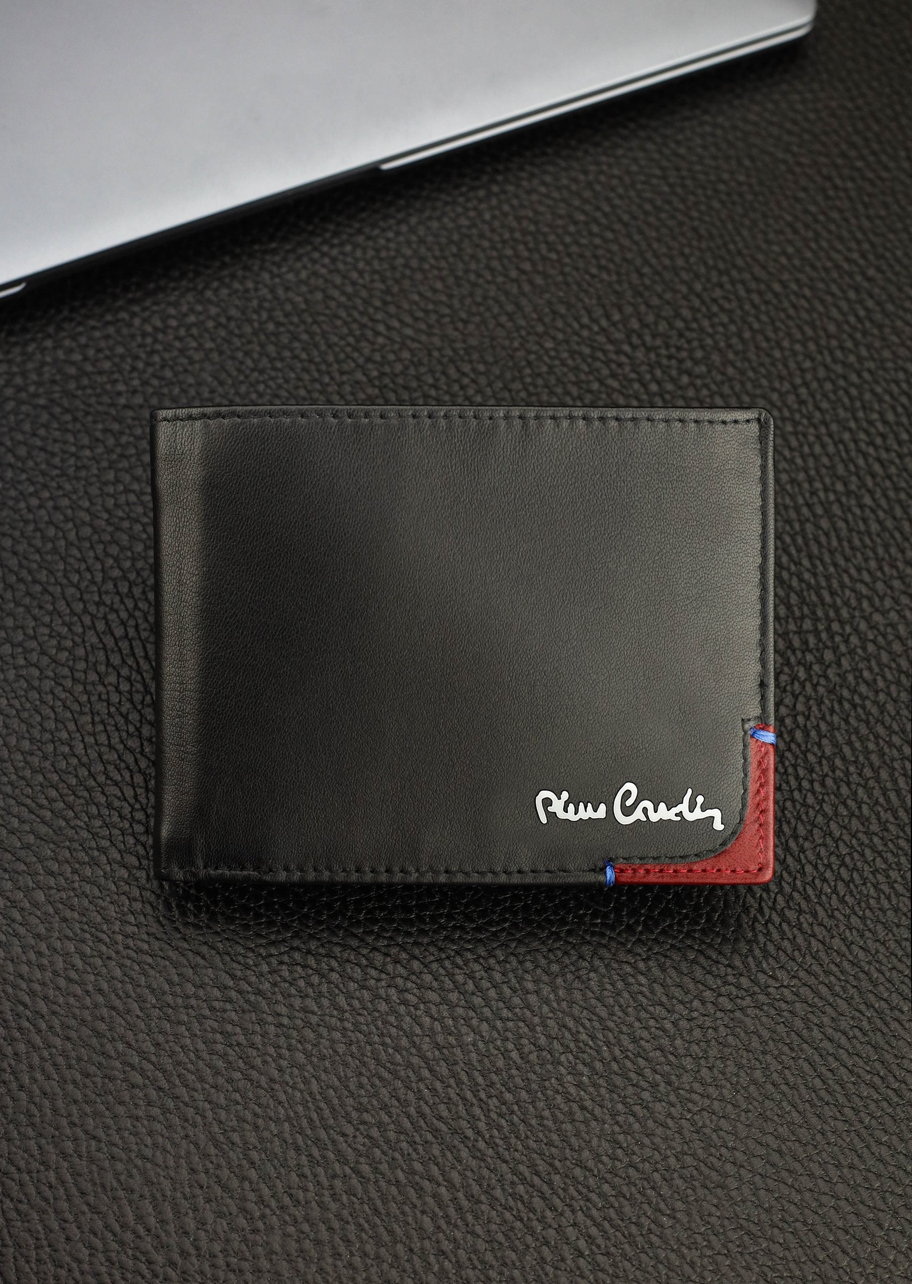 Vyriška piniginė Pierre Cardin, juoda-raudona, natūrali oda, RFID apsauga 75TILAK